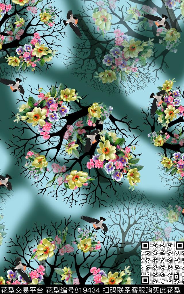 女装树林鸟数码印花华亿平台下载（图片编号: 819434） - 瓦栏（Walan）