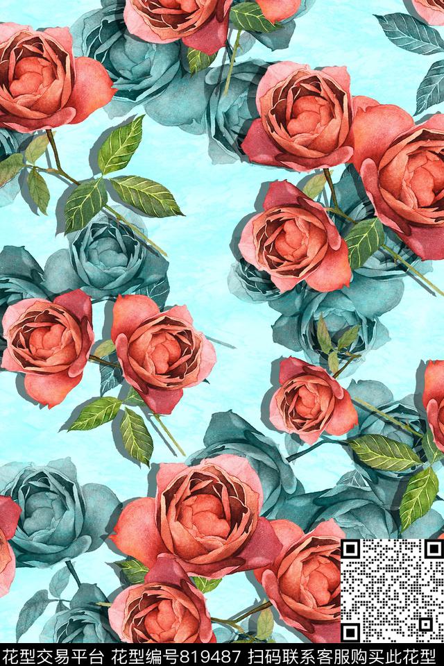 花朵花卉立体叶子树叶树枝数码印花华亿平台下载（图片编号: 819487） - 瓦栏（Walan）