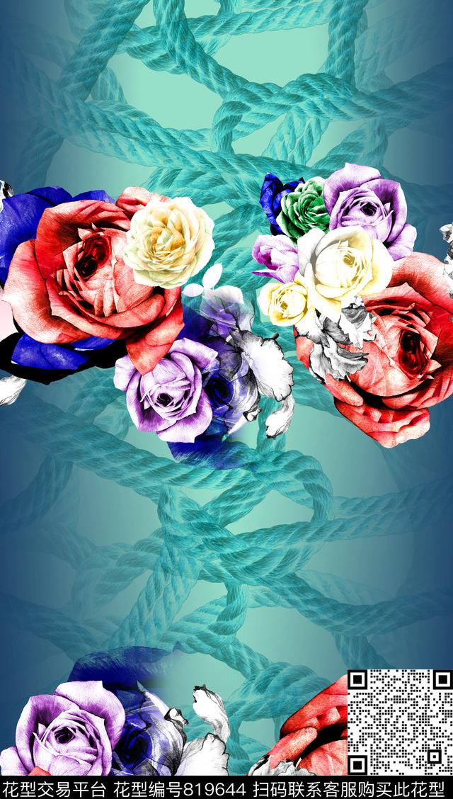 花卉抽象肌理数码印花华亿平台下载（图片编号: 819644） - 瓦栏（Walan）