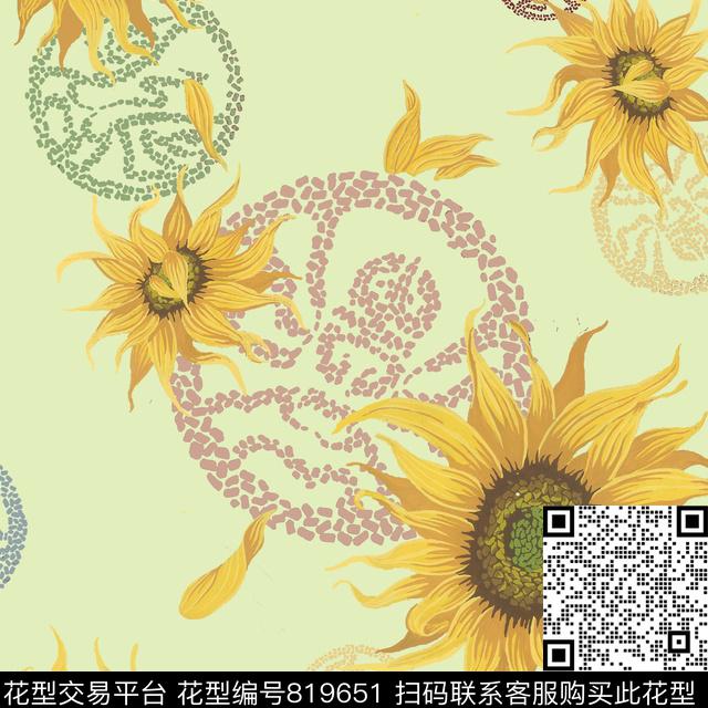 花朵圆点花卉数码印花华亿平台下载（图片编号: 819651） - 瓦栏（Walan）