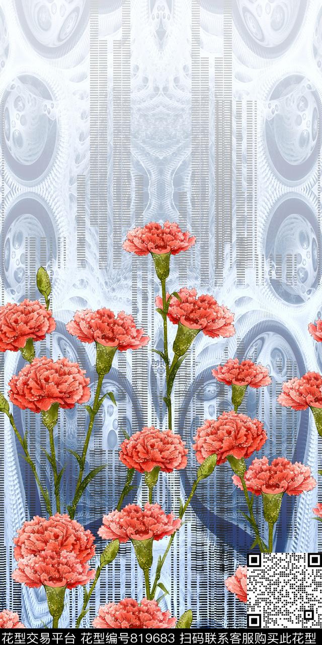 花朵花卉水彩数码印花华亿平台下载（图片编号: 819683） - 瓦栏（Walan）