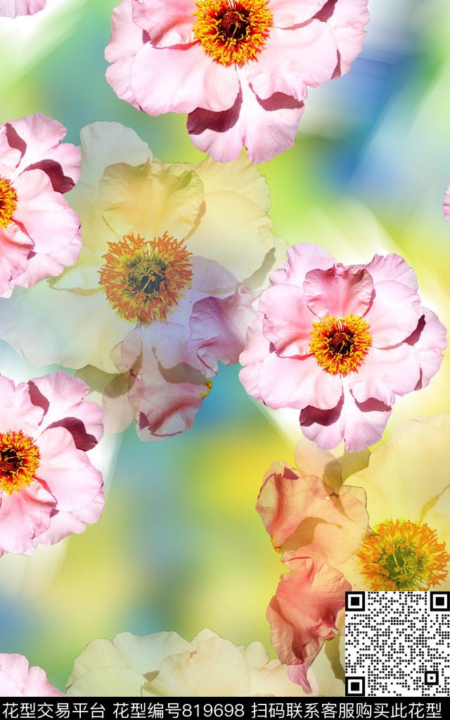 兰花花朵花卉数码印花华亿平台下载（图片编号: 819698） - 瓦栏（Walan）