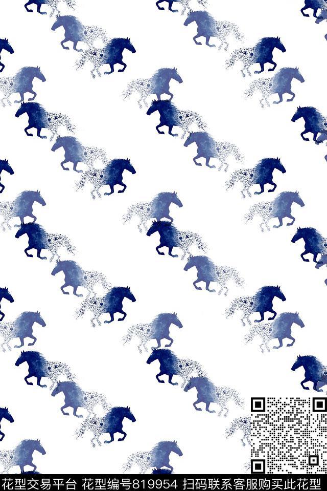 男装抽象马数码印花华亿平台下载（图片编号: 819954） - 瓦栏（Walan）