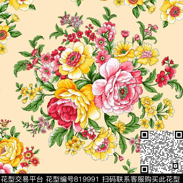 小碎花大花乱花传统印花华亿平台下载（图片编号: 819991） - 瓦栏（Walan）