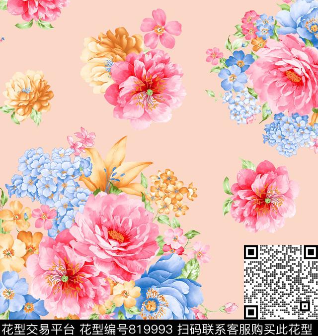 花朵小碎花大花传统印花华亿平台下载（图片编号: 819993） - 瓦栏（Walan）