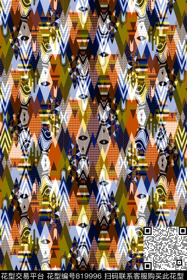 菱形不规则几何色块传统印花华亿平台下载（图片编号: 819996） - 瓦栏（Walan）