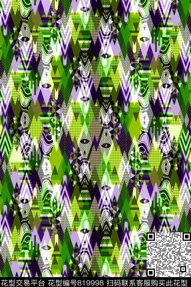 菱形不规则几何色块传统印花华亿平台下载（图片编号: 819998） - 瓦栏（Walan）