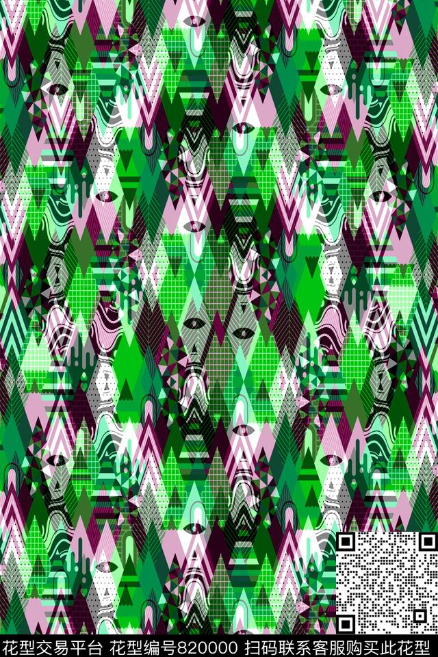 菱形不规则几何色块传统印花华亿平台下载（图片编号: 820000） - 瓦栏（Walan）