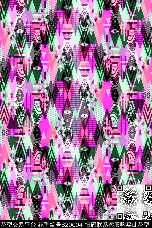 菱形不规则几何色块传统印花华亿平台下载（图片编号: 820004） - 瓦栏（Walan）