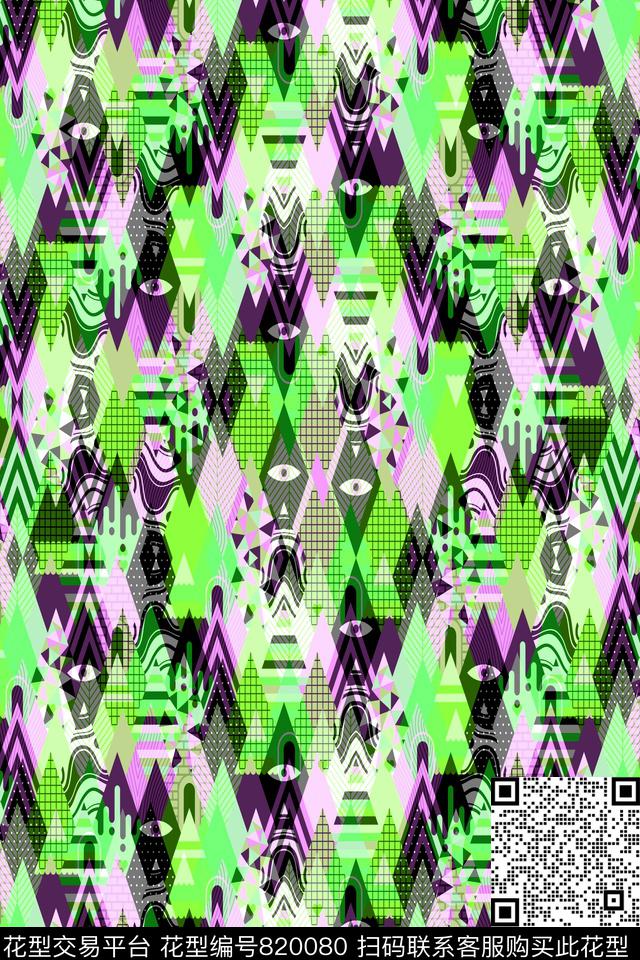 菱形不规则几何色块传统印花华亿平台下载（图片编号: 820080） - 瓦栏（Walan）