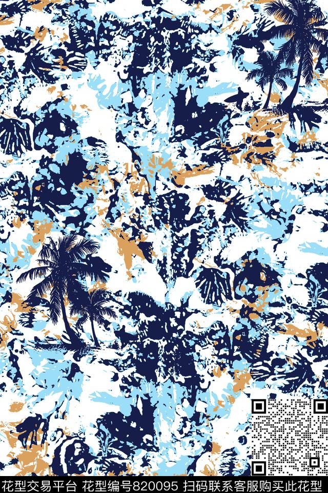 沙滩华亿平台棷子树迷彩纹传统印花华亿平台下载（图片编号: 820095） - 瓦栏（Walan）