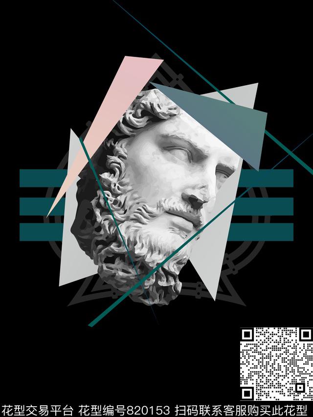 石膏像几何男装传统印花华亿平台下载（图片编号: 820153） - 瓦栏（Walan）