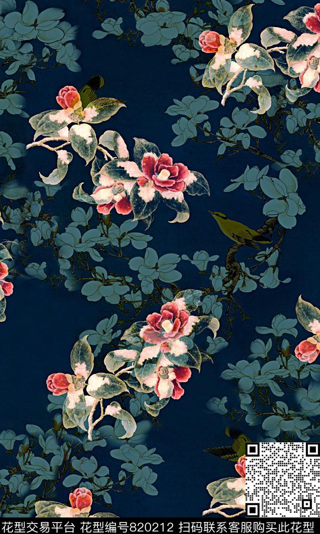 中国风女装花卉数码印花华亿平台下载（图片编号: 820212） - 瓦栏（Walan）