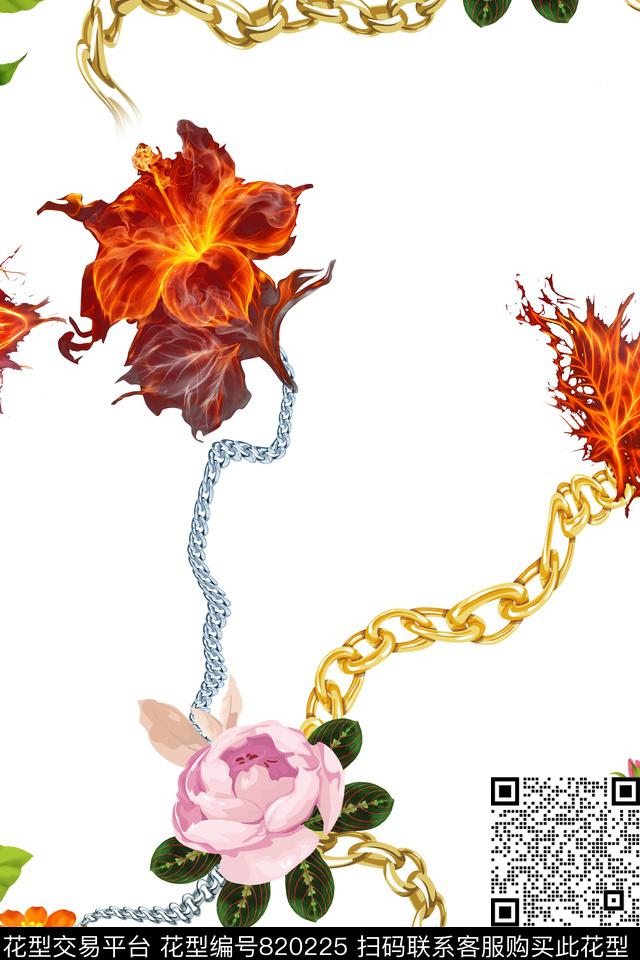 链条花锁数码印花华亿平台下载（图片编号: 820225） - 瓦栏（Walan）