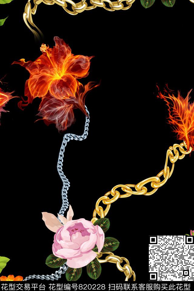 链条花锁数码印花华亿平台下载（图片编号: 820228） - 瓦栏（Walan）