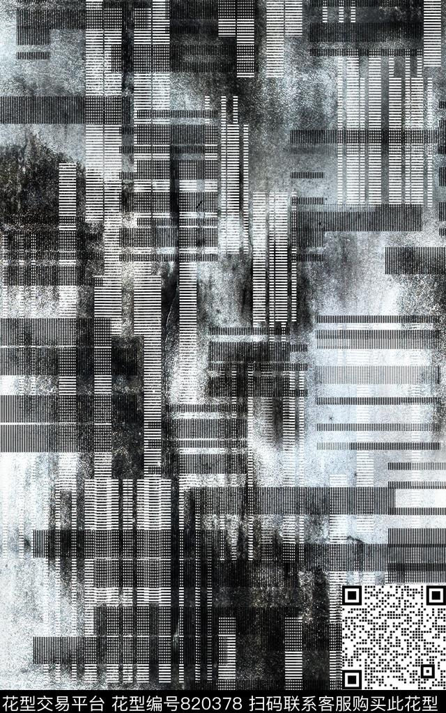 条子抽象色块数码印花华亿平台下载（图片编号: 820378） - 瓦栏（Walan）