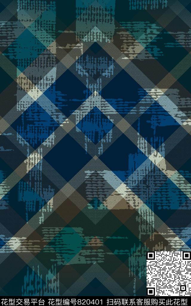 几何格子色块传统印花华亿平台下载（图片编号: 820401） - 瓦栏（Walan）
