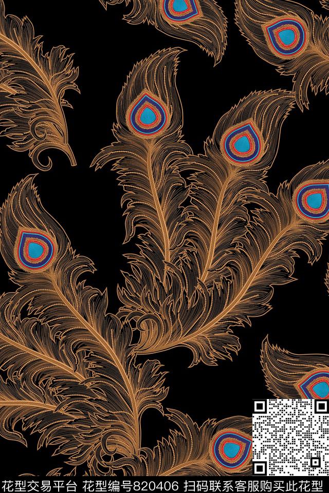 羽毛绣花刺绣数码印花华亿平台下载（图片编号: 820406） - 瓦栏（Walan）
