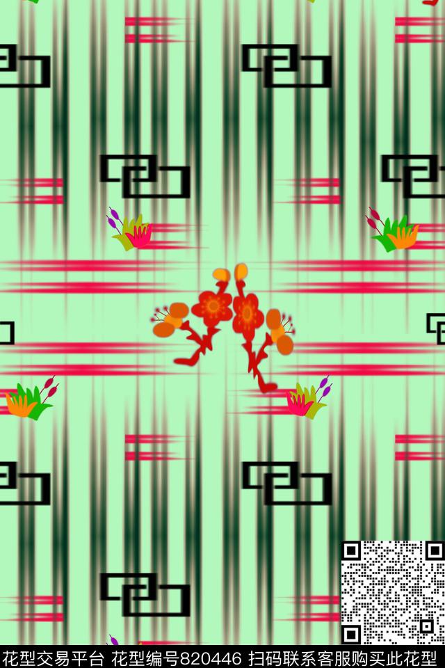 隐形条纹华亿平台女装梦幻时尚白色黑色传统印花华亿平台下载（图片编号: 820446） - 瓦栏（Walan）