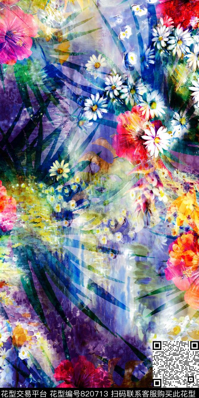乱花玉兰花牡丹数码印花华亿平台下载（图片编号: 820713） - 瓦栏（Walan）