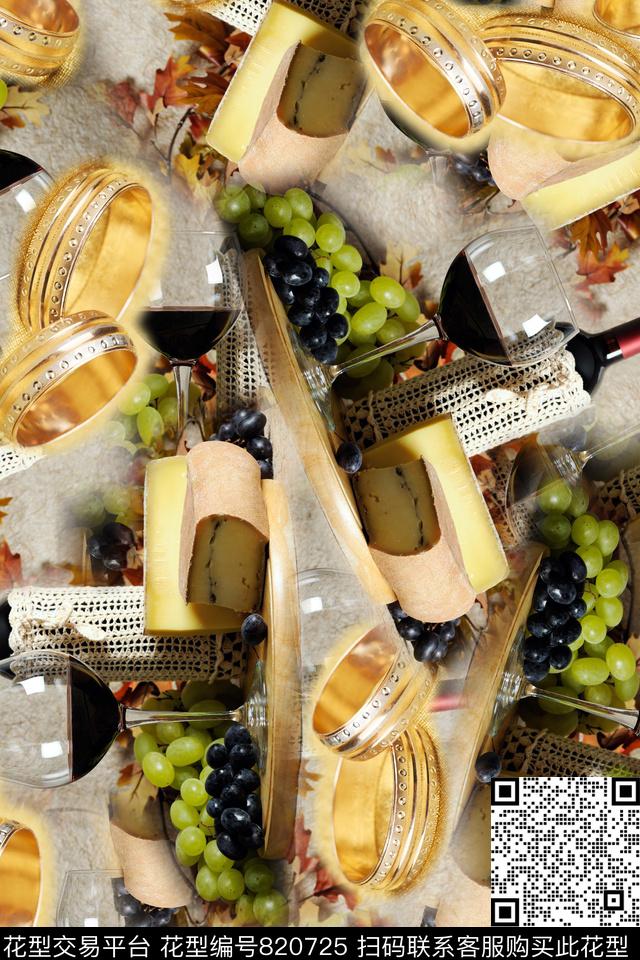 酒杯图案水果手指环数码印花华亿平台下载（图片编号: 820725） - 瓦栏（Walan）
