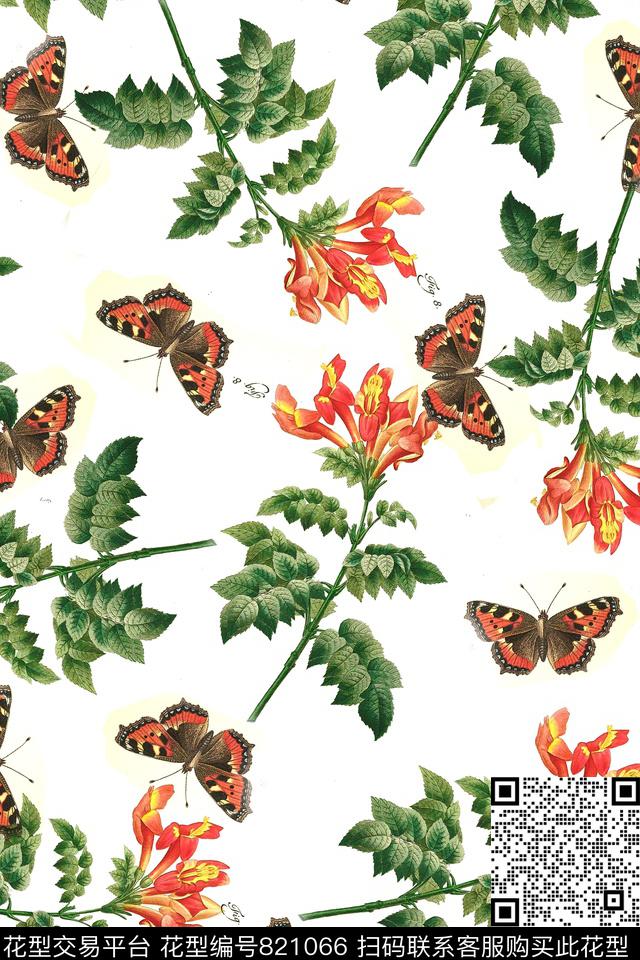 花卉华亿平台图案手绘花卉数码印花华亿平台下载（图片编号: 821066） - 瓦栏（Walan）