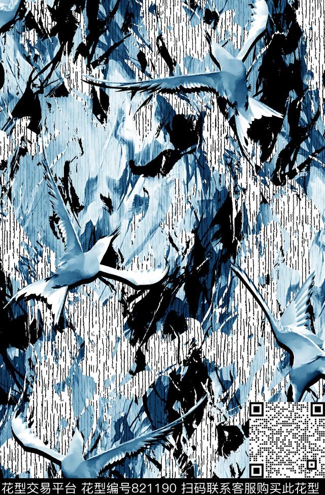 抽象纹理飞鸟男装夹克华亿平台数码印花华亿平台下载（图片编号: 821190） - 瓦栏（Walan）