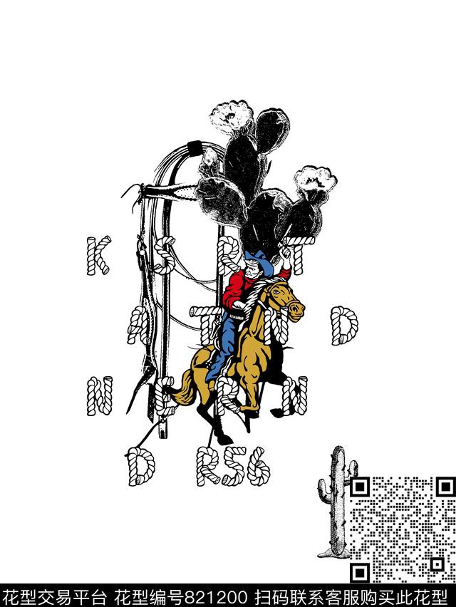 仙人掌男装T恤华亿平台潮牌男装传统印花华亿平台下载（图片编号: 821200） - 瓦栏（Walan）