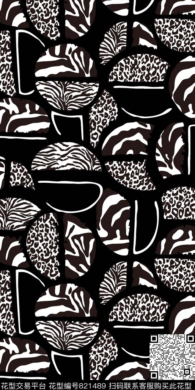 豹纹动物纹线稿传统印花华亿平台下载（图片编号: 821489） - 瓦栏（Walan）