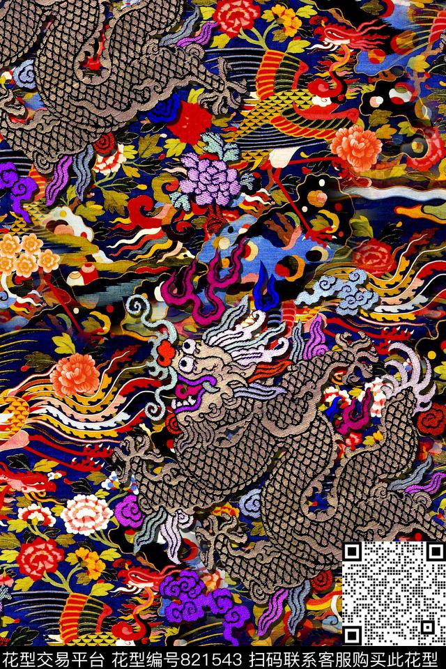 民族风刺绣条纹数码印花华亿平台下载（图片编号: 821543） - 瓦栏（Walan）