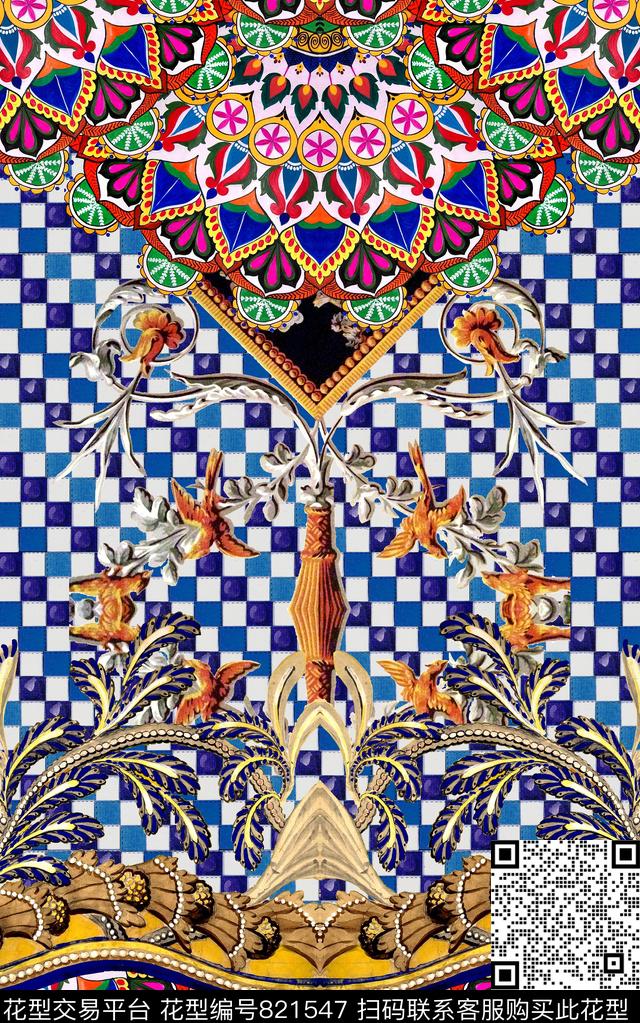 民族风几何条纹数码印花华亿平台下载（图片编号: 821547） - 瓦栏（Walan）