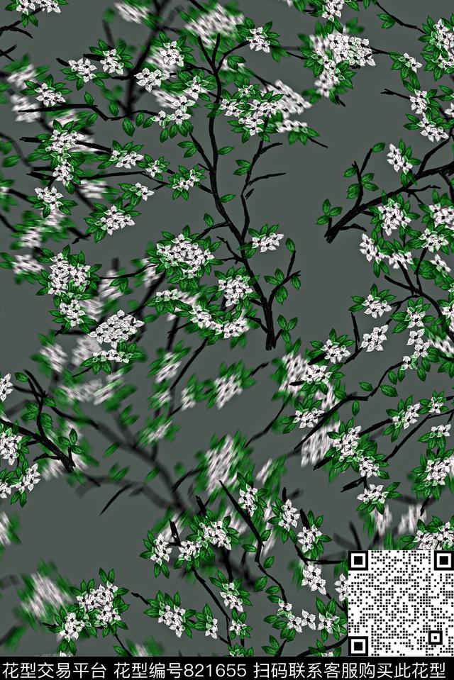 男装休闲风树木数码印花华亿平台下载（图片编号: 821655） - 瓦栏（Walan）