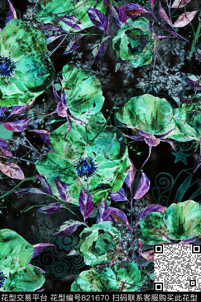 花瓣小碎花花卉数码印花华亿平台下载（图片编号: 821670） - 瓦栏（Walan）