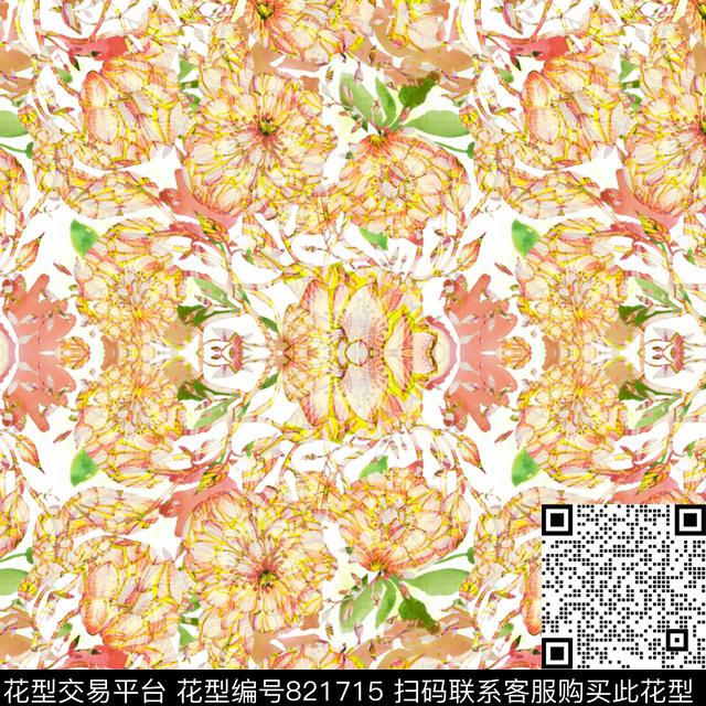 大花花卉女装数码印花华亿平台下载（图片编号: 821715） - 瓦栏（Walan）