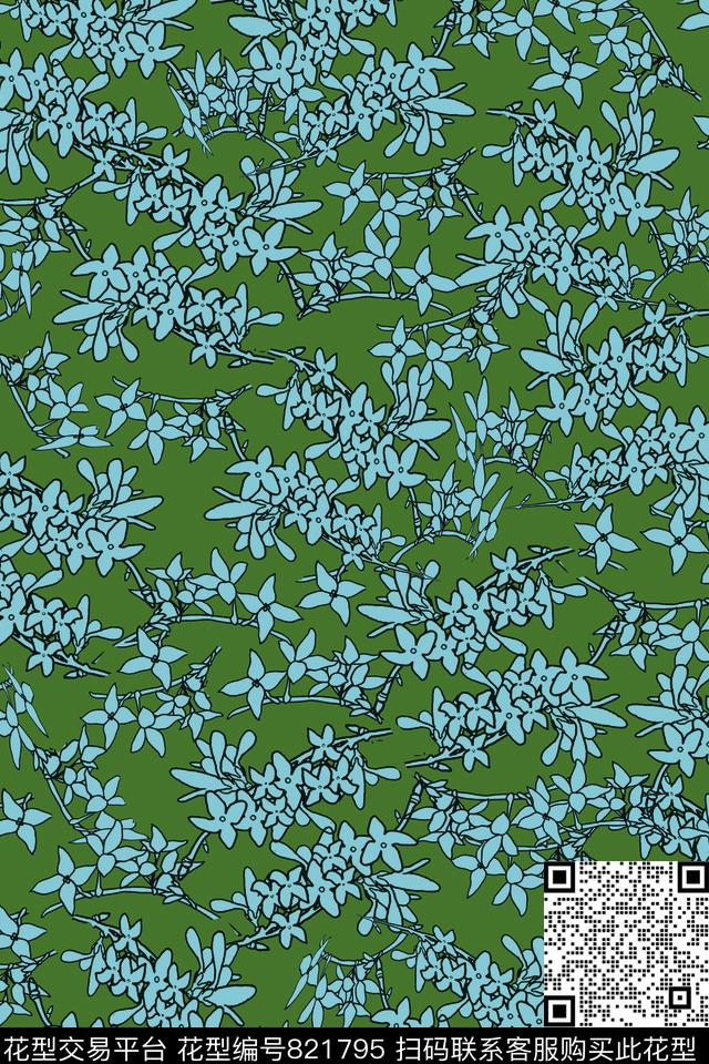 花朵花卉小碎花传统印花华亿平台下载（图片编号: 821795） - 瓦栏（Walan）