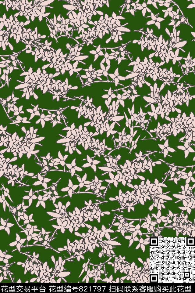 花朵花卉小碎花传统印花华亿平台下载（图片编号: 821797） - 瓦栏（Walan）