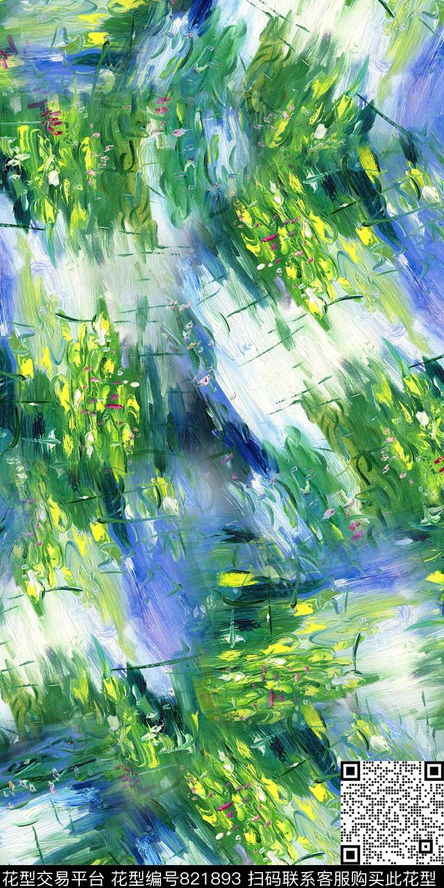 手绘抽象纹路数码印花华亿平台下载（图片编号: 821893） - 瓦栏（Walan）