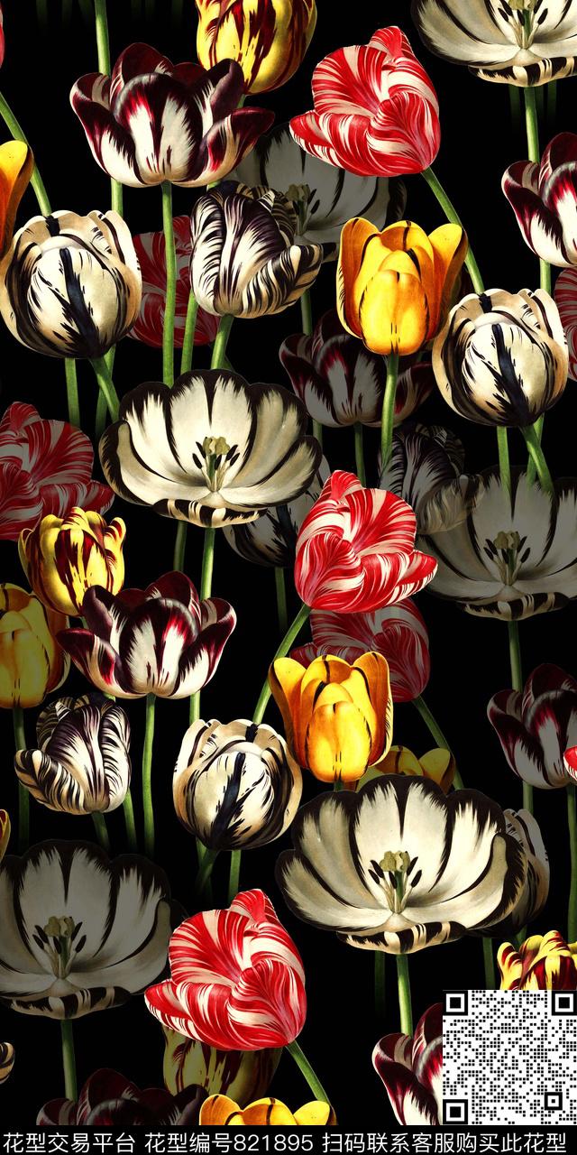 油画花卉手绘数码印花华亿平台下载（图片编号: 821895） - 瓦栏（Walan）