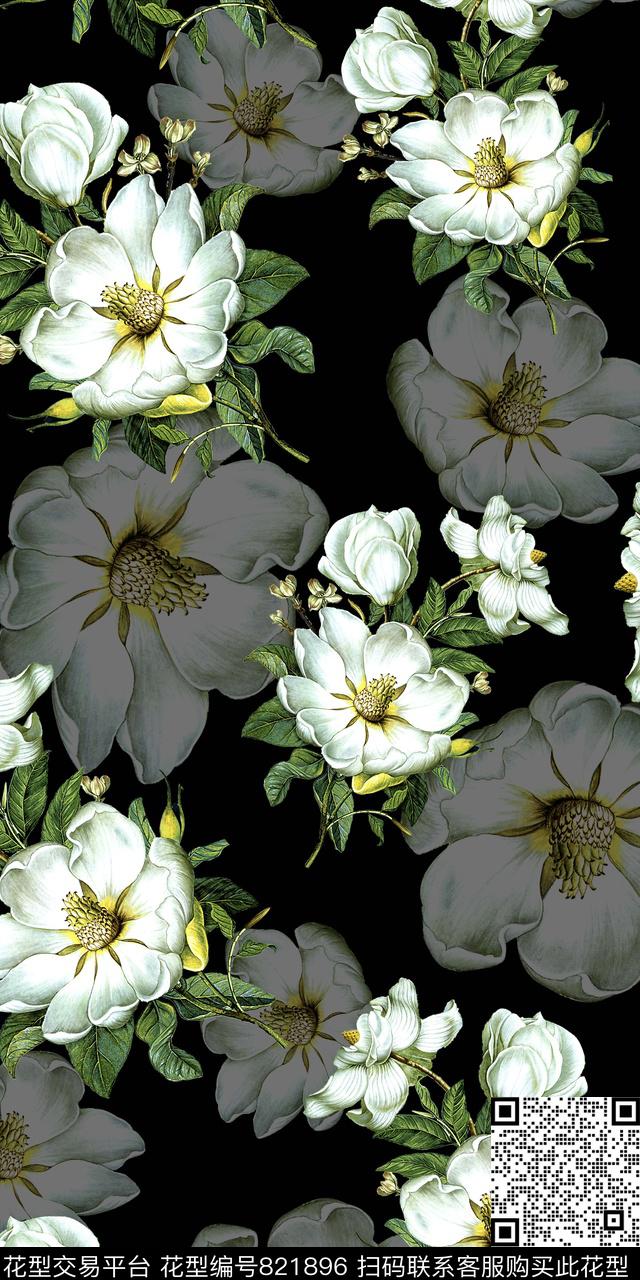 油画花卉手绘数码印花华亿平台下载（图片编号: 821896） - 瓦栏（Walan）