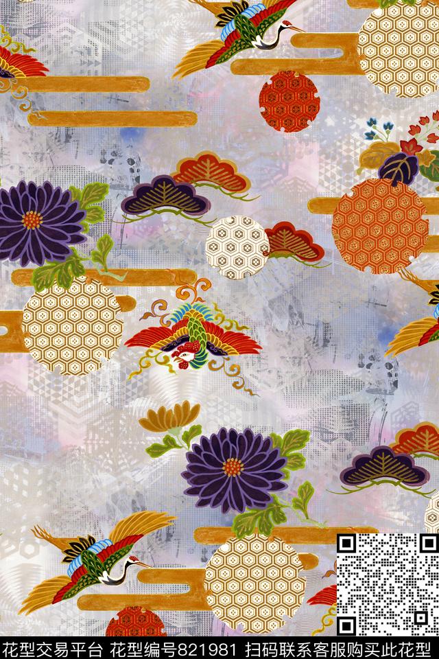 民族风条纹浮云数码印花华亿平台下载（图片编号: 821981） - 瓦栏（Walan）