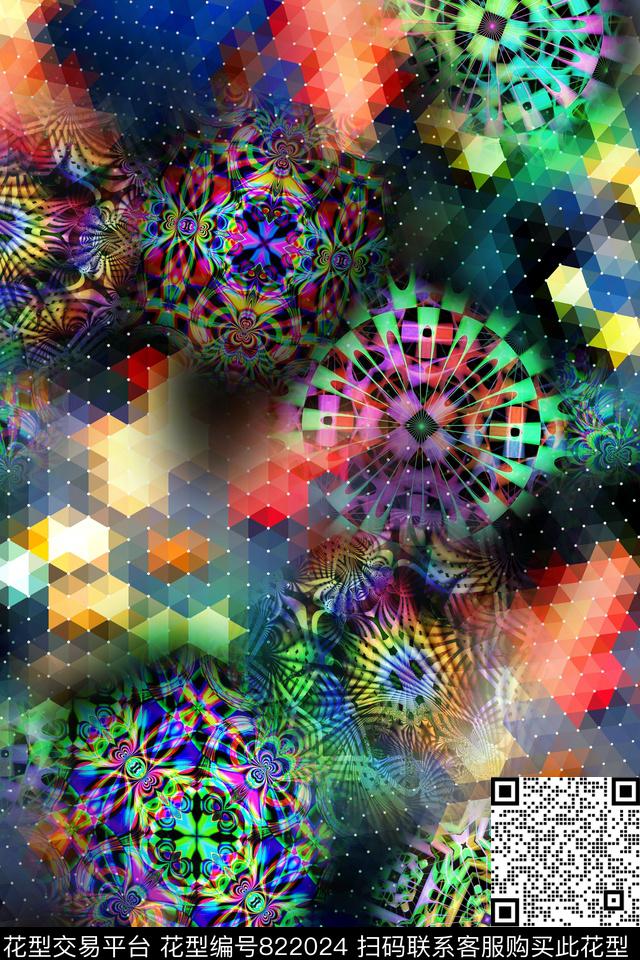 抽象几何炫光数码印花华亿平台下载（图片编号: 822024） - 瓦栏（Walan）