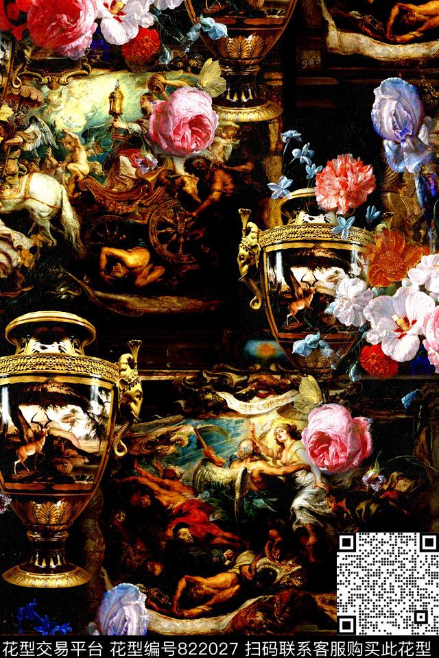 油画花卉欧式绘画数码印花华亿平台下载（图片编号: 822027） - 瓦栏（Walan）