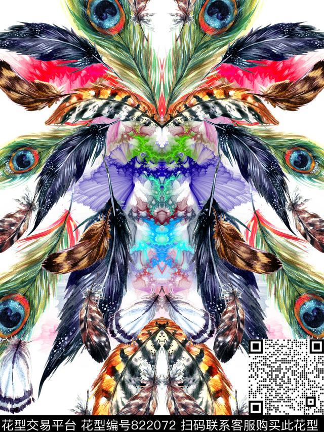 鸟毛羽毛抽象数码印花华亿平台下载（图片编号: 822072） - 瓦栏（Walan）