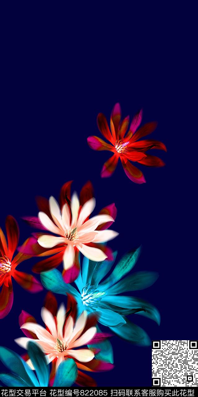 花朵花卉水彩数码印花华亿平台下载（图片编号: 822085） - 瓦栏（Walan）
