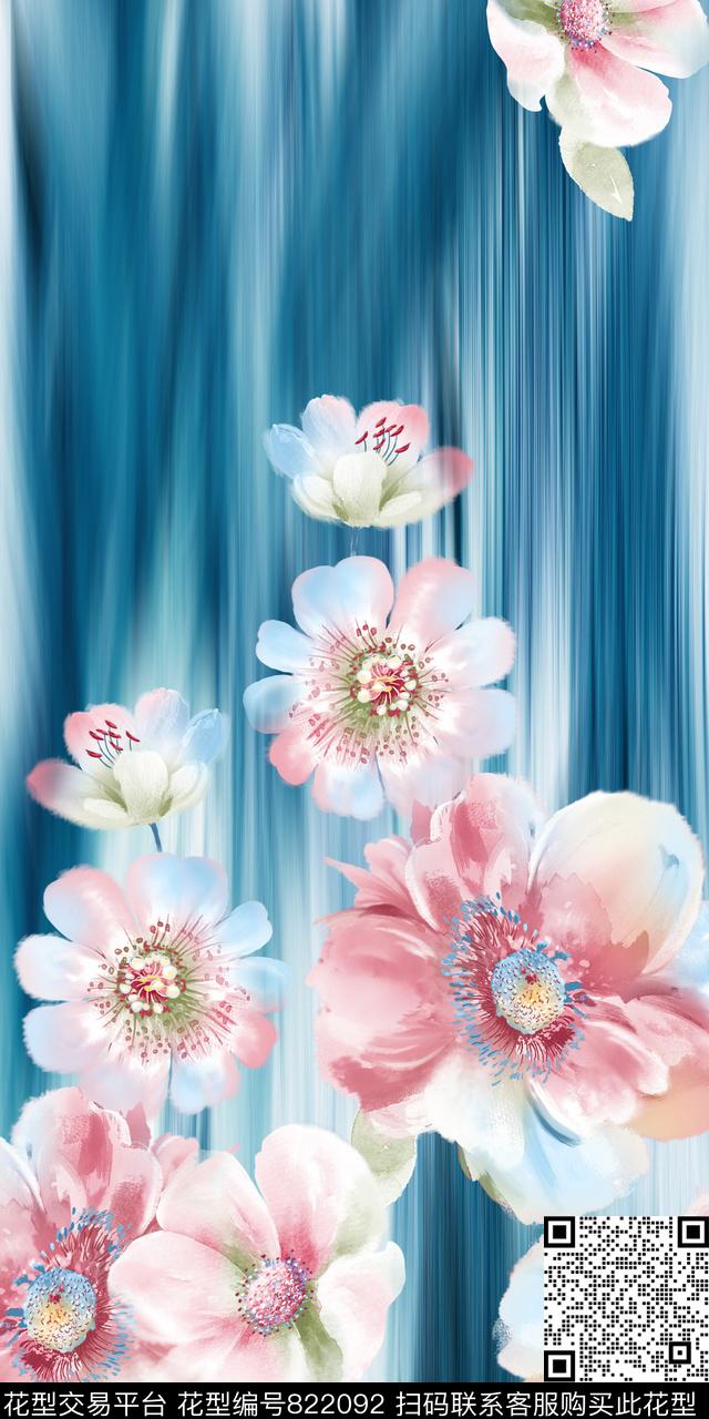 花朵花卉水彩数码印花华亿平台下载（图片编号: 822092） - 瓦栏（Walan）