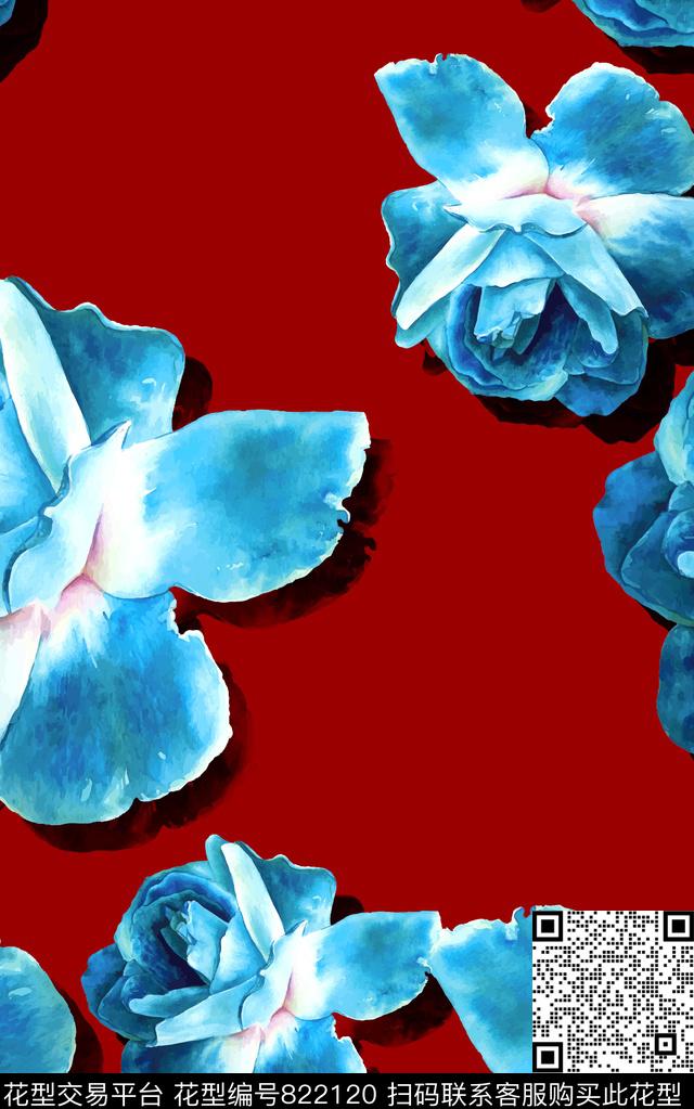 兰花花朵花卉数码印花华亿平台下载（图片编号: 822120） - 瓦栏（Walan）