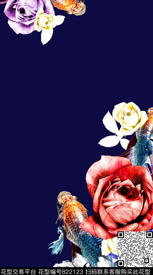 花卉色彩水彩数码印花华亿平台下载（图片编号: 822123） - 瓦栏（Walan）