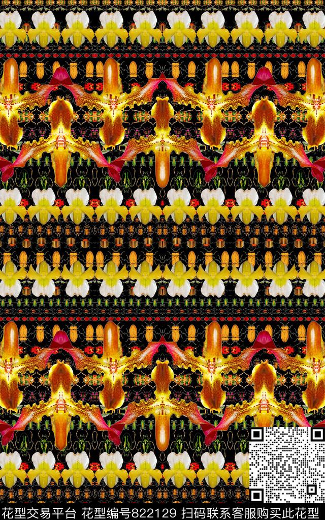 水彩花朵花卉数码印花华亿平台下载（图片编号: 822129） - 瓦栏（Walan）