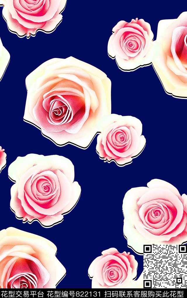 水彩花朵花卉数码印花华亿平台下载（图片编号: 822131） - 瓦栏（Walan）