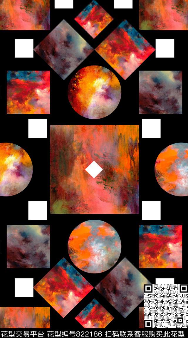 创意服装面料创意图案设计几何数码印花华亿平台下载（图片编号: 822186） - 瓦栏（Walan）